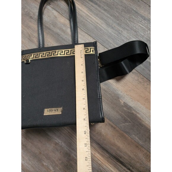 Versace Fragrances Canvas Bag Black Gold Travel Purse Handbag Shoulder Tote - Picture 6 of 8